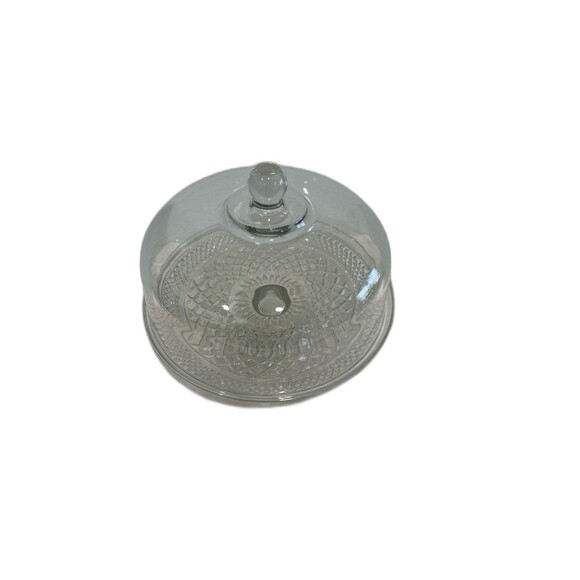 2 Pc. Footed Cake Stand with Heavy Crystal Lid. Preowned - Picture 6 of 11